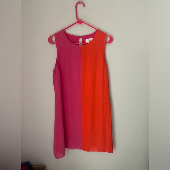 Julie Brown New York Vibrant Pink and Orange Silk Mini Dress Size 8 - Picture 1 of 9